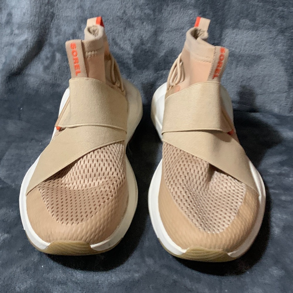 Sorel Sneakers Womens 9 Explorer Defy Mid Strap Peach Tan NL4818-209 Comfort